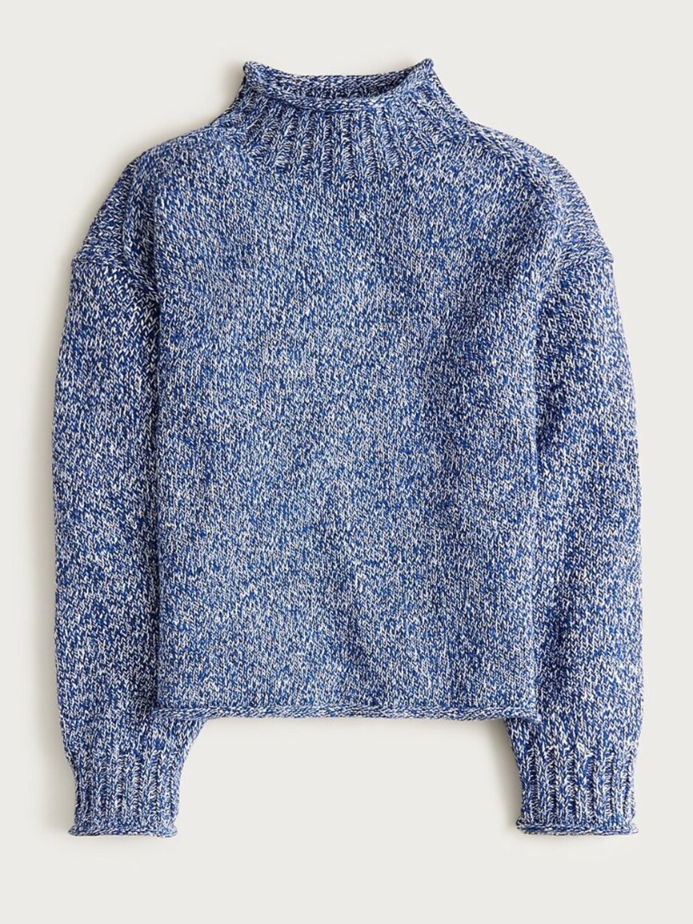 J. Crew Marled 2025 Rollneck trade sweater blue navy ivory Sz L